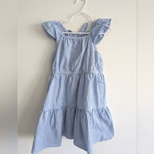 Crewcuts by J. Crew girls blue/white dress Sz. 6. Flutter sleeve, open back
